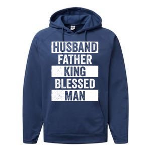 Husband Father King Blessed Dope Dad Cool Gift Black History Meaningful Gift Performance Fleece Hoodie