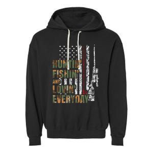 Hunting Fishing Loving Everyday American Deer Hunter Patriot Garment-Dyed Fleece Hoodie