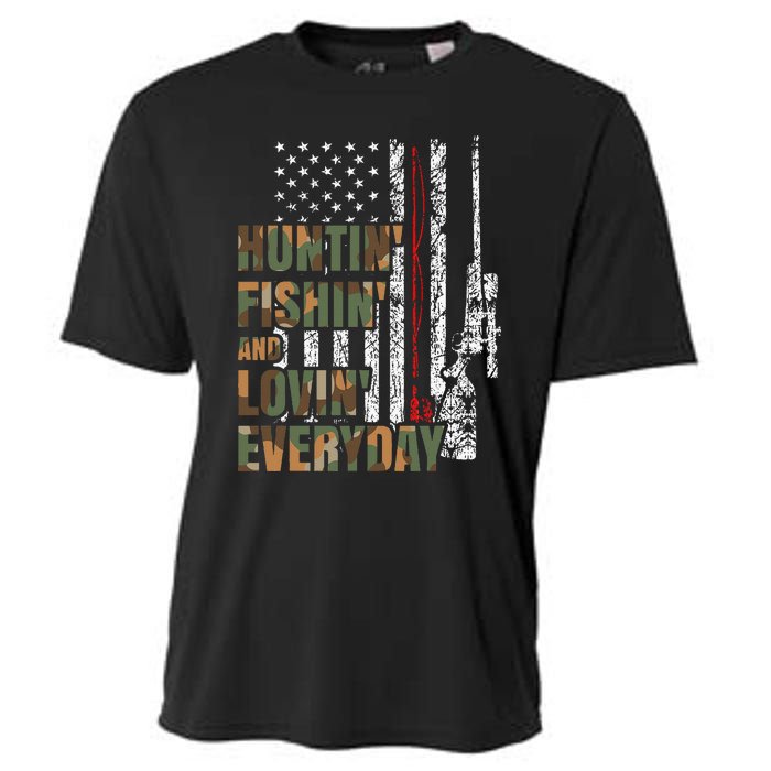 Hunting Fishing Loving Everyday American Deer Hunter Patriot Cooling Performance Crew T-Shirt