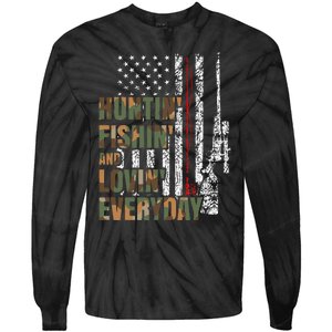 Hunting Fishing Loving Everyday American Deer Hunter Patriot Tie-Dye Long Sleeve Shirt