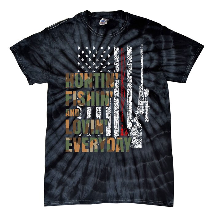 Hunting Fishing Loving Everyday American Deer Hunter Patriot Tie-Dye T-Shirt