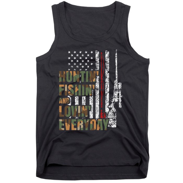 Hunting Fishing Loving Everyday American Deer Hunter Patriot Tank Top