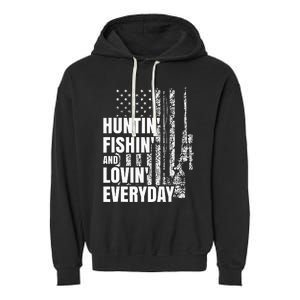 Hunting Fishing Loving Everyday American Deer Hunter Patriot Garment-Dyed Fleece Hoodie