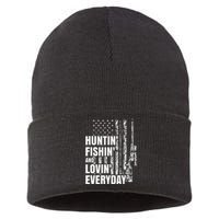 Hunting Fishing Loving Everyday American Deer Hunter Patriot Sustainable Knit Beanie