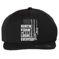 Hunting Fishing Loving Everyday American Deer Hunter Patriot Wool Snapback Cap