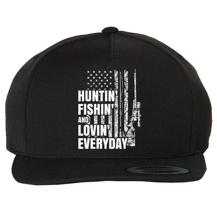 Hunting Fishing Loving Everyday American Deer Hunter Patriot Wool Snapback Cap