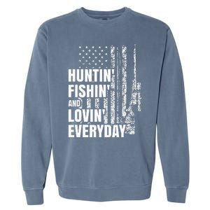 Hunting Fishing Loving Everyday American Deer Hunter Patriot Garment-Dyed Sweatshirt