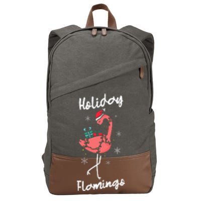 Holiday Flamingo Lover Christmas Holiday Season Cotton Canvas Backpack