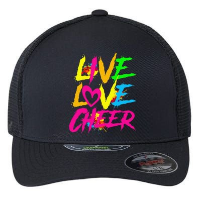 Happy Funny Live Love Cheer Cute Cheer Leader Flexfit Unipanel Trucker Cap