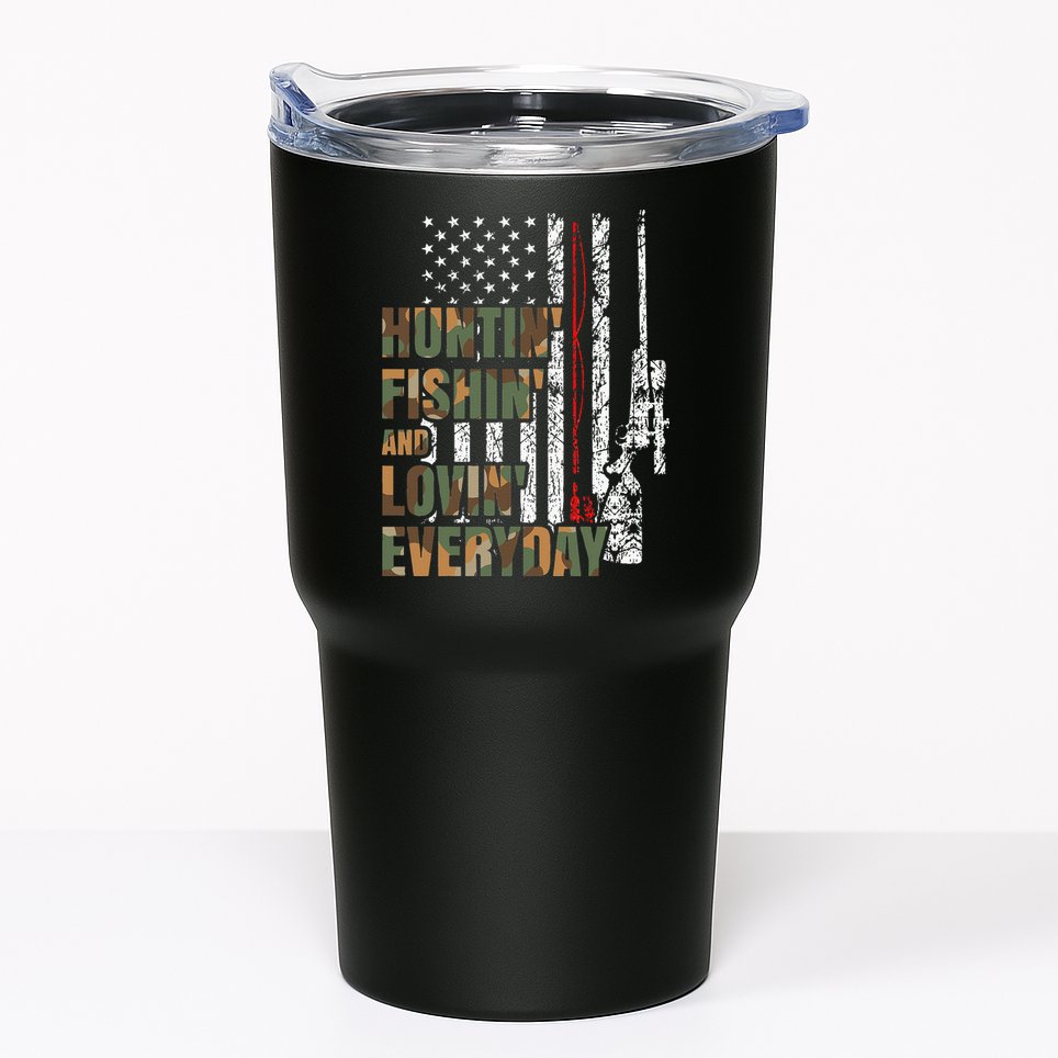 Hunting Fishing Loving Everyday American Deer Hunter Patriot Tumbler