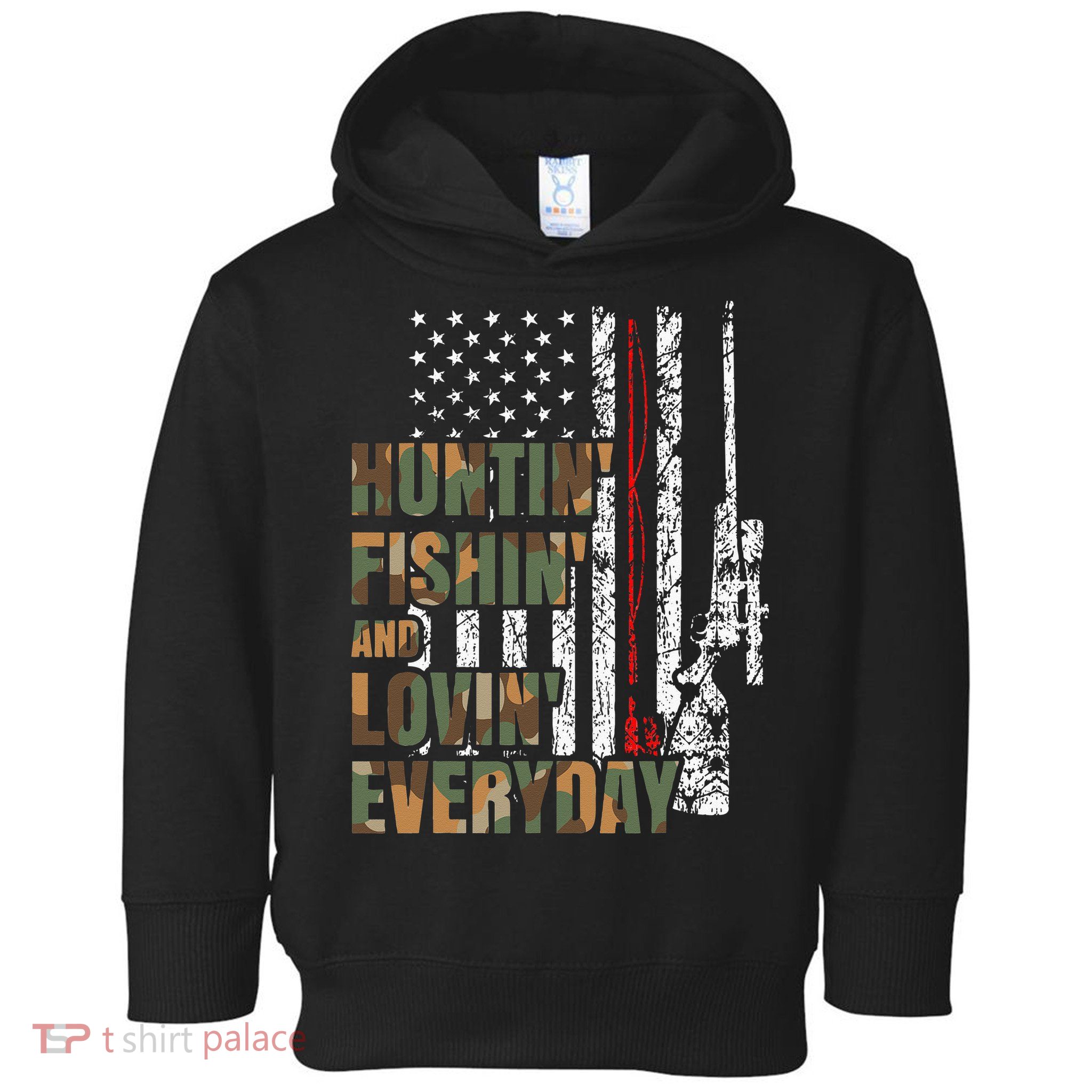 Hunting Fishing Loving Everyday American Deer Hunter Patriot Toddler Hoodie