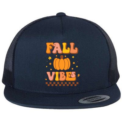 Hello Fall Leaves Autumn Vibes   Flat Bill Trucker Hat