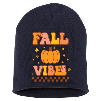 Hello Fall Leaves Autumn Vibes   Short Acrylic Beanie