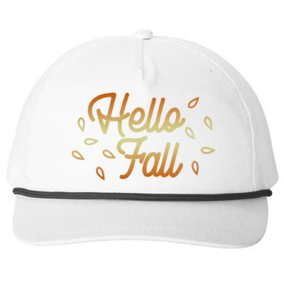 Hello Fall Leaves Typographic Gift Snapback Five-Panel Rope Hat