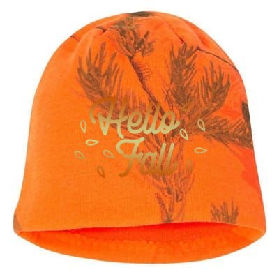 Hello Fall Leaves Typographic Gift Kati - Camo Knit Beanie