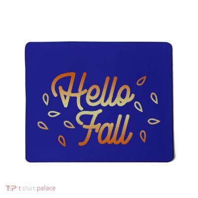 Hello Fall Leaves Typographic Gift Mousepad