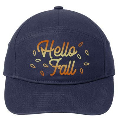 Hello Fall Leaves Typographic Gift 7-Panel Snapback Hat