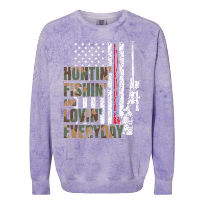 Hunting Fishing Loving Everyday Funny Gift Colorblast Crewneck Sweatshirt