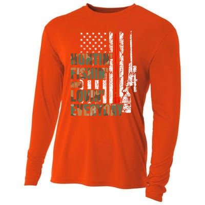 Hunting Fishing Loving Everyday Funny Gift Cooling Performance Long Sleeve Crew