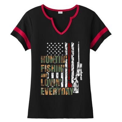 Hunting Fishing Loving Everyday Funny Gift Ladies Halftime Notch Neck Tee