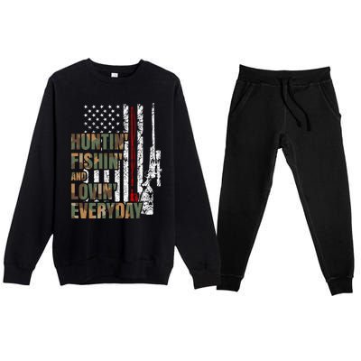 Hunting Fishing Loving Everyday Funny Gift Premium Crewneck Sweatsuit Set