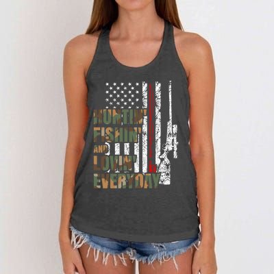 Hunting Fishing Loving Everyday Funny Gift Women's Knotted Racerback Tank