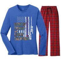 Hunting Fishing Loving Everyday Funny Gift Women's Long Sleeve Flannel Pajama Set 