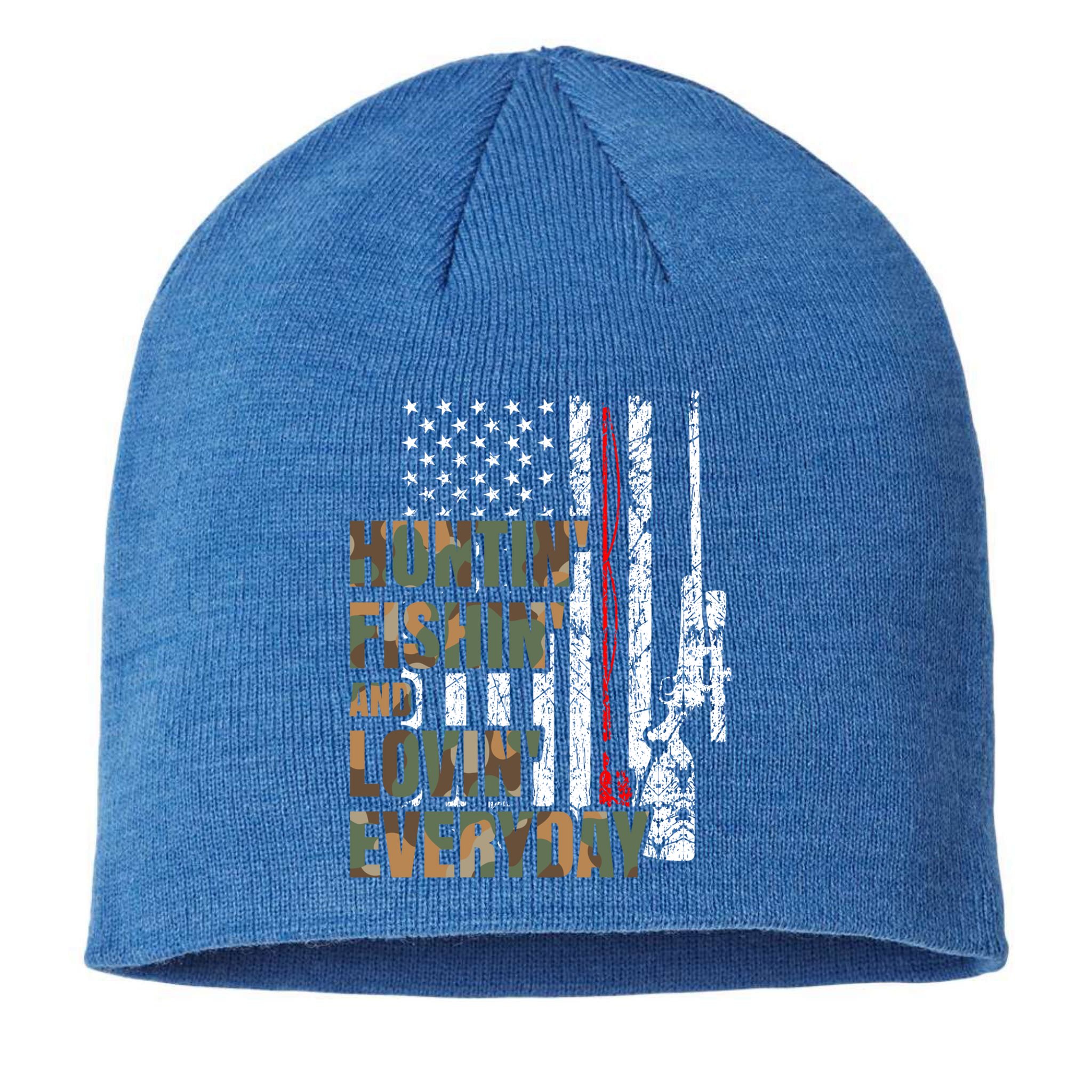 Hunting Fishing Loving Everyday Funny Gift Sustainable Beanie