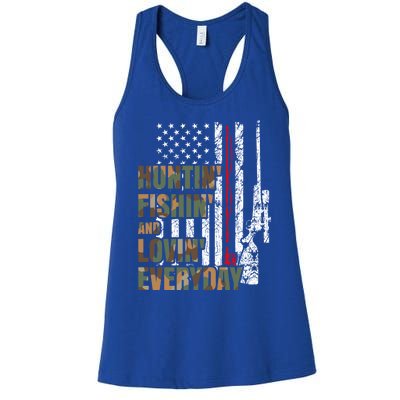 Hunting Fishing Loving Everyday Funny Gift Women's Racerback Tank