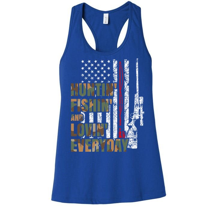 Hunting Fishing Loving Everyday Funny Gift Women's Racerback Tank