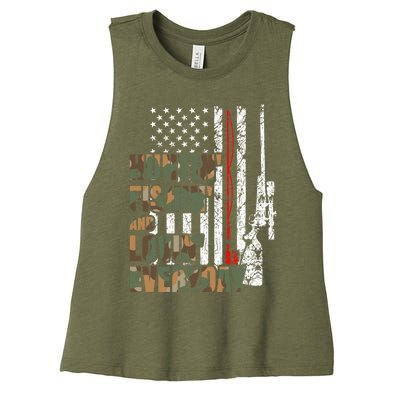 Hunting Fishing Loving Everyday Funny Gift Women's Racerback Cropped Tank