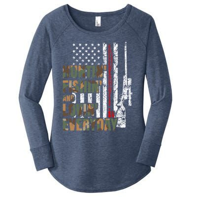 Hunting Fishing Loving Everyday Funny Gift Women's Perfect Tri Tunic Long Sleeve Shirt