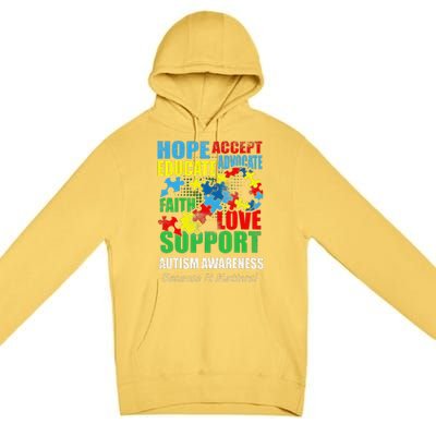 Hope Faith Love Ribbon Autism Awareness Women Premium Pullover Hoodie