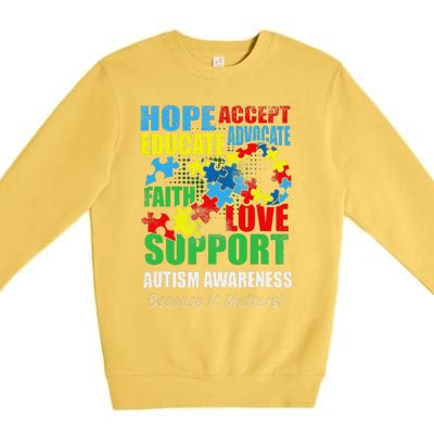 Hope Faith Love Ribbon Autism Awareness Women Premium Crewneck Sweatshirt