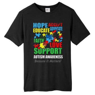 Hope Faith Love Ribbon Autism Awareness Women Tall Fusion ChromaSoft Performance T-Shirt