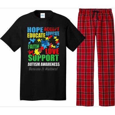 Hope Faith Love Ribbon Autism Awareness Women Pajama Set