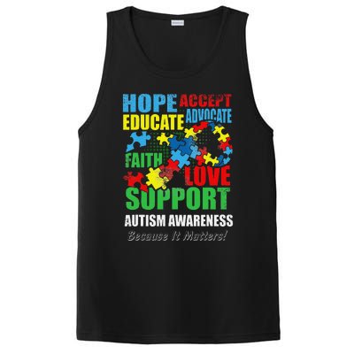 Hope Faith Love Ribbon Autism Awareness Women PosiCharge Competitor Tank