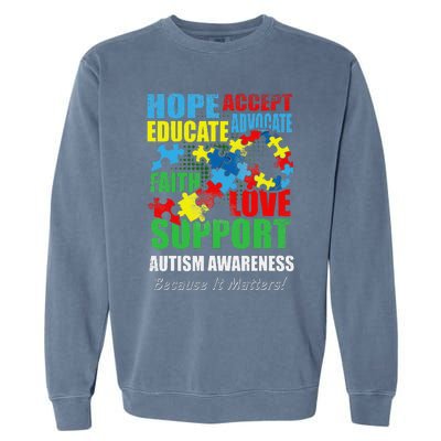 Hope Faith Love Ribbon Autism Awareness Women Garment-Dyed Sweatshirt