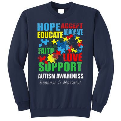 Hope Faith Love Ribbon Autism Awareness Women Sweatshirt