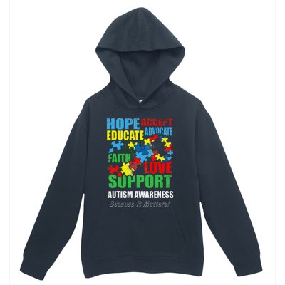 Hope Faith Love Ribbon Autism Awareness Women Urban Pullover Hoodie