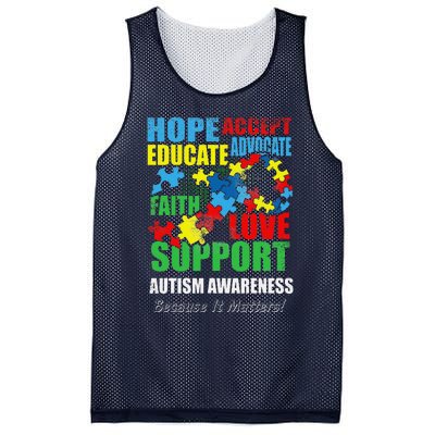 Hope Faith Love Ribbon Autism Awareness Women Mesh Reversible Basketball Jersey Tank