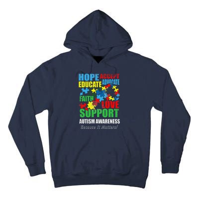 Hope Faith Love Ribbon Autism Awareness Women Tall Hoodie