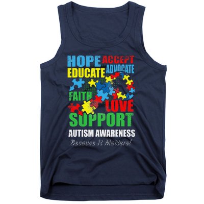 Hope Faith Love Ribbon Autism Awareness Women Tank Top