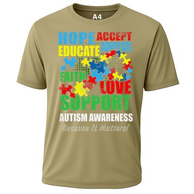 Hope Faith Love Ribbon Autism Awareness Women Cooling Performance Crew T-Shirt