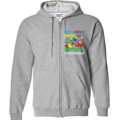 Hope Faith Love Ribbon Autism Awareness Women Full Zip Hoodie