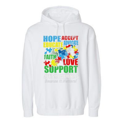 Hope Faith Love Ribbon Autism Awareness Women Garment-Dyed Fleece Hoodie