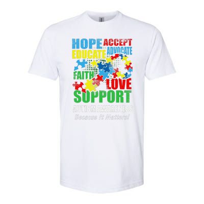 Hope Faith Love Ribbon Autism Awareness Women Softstyle CVC T-Shirt