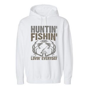 Hunting Fishing Loving Every Day Fathers Day Camo Garment-Dyed Fleece Hoodie