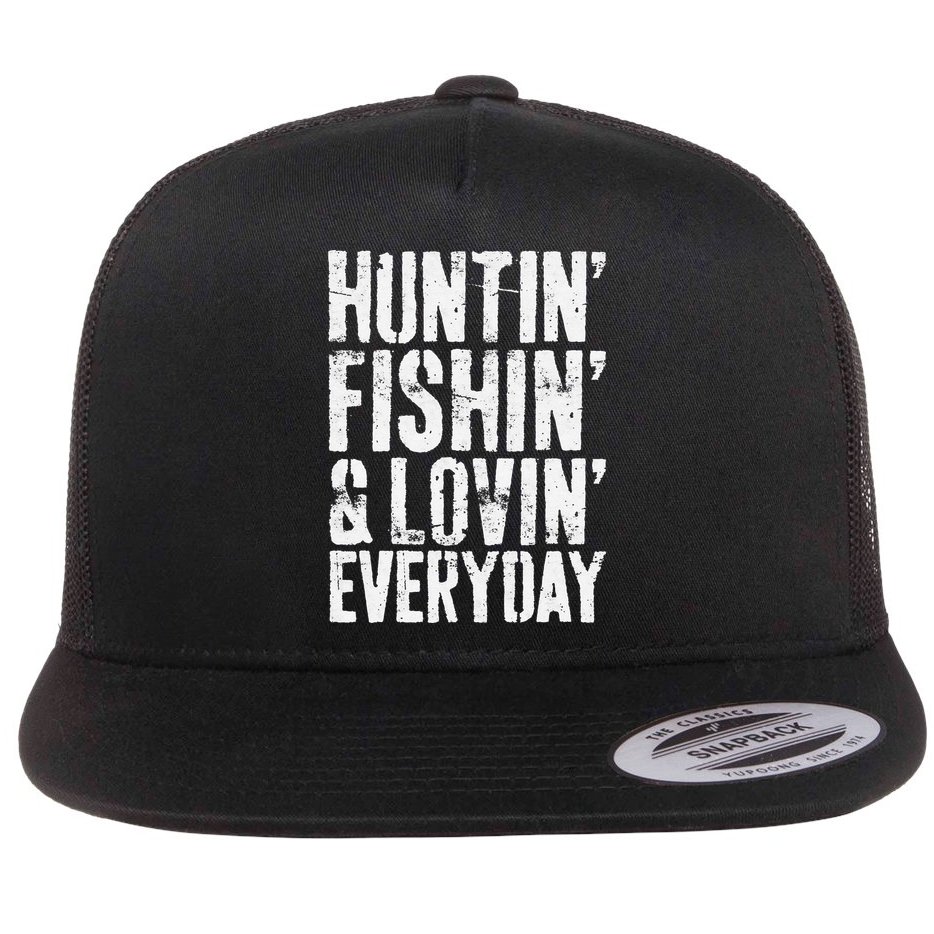 Hunting Fishing Loving Every Day Hunter Fisherman Flat Bill Trucker Hat