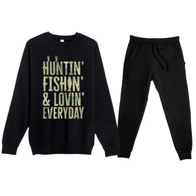 Hunting Fishing Loving Every Day Fathers Day Camo Premium Crewneck Sweatsuit Set